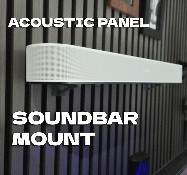 Soundbar Brackets for Acoustic Panels No Drill Wall Mount for Slat Wall for Sonos Bose Samsung Harmon Kardon