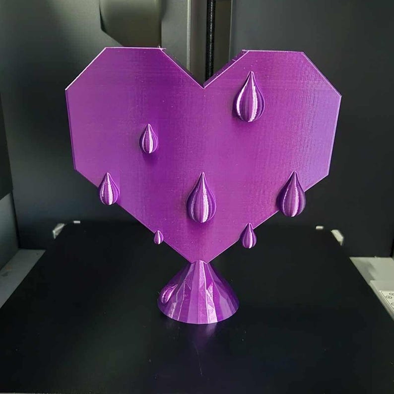 Twitch Streamer Heart Award 3D Print Model Purple Drip Design STL Download