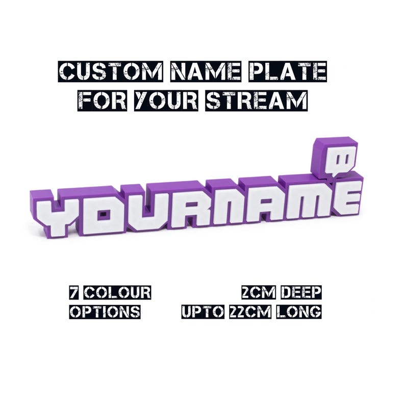 Custom 3D Twitch Name Plate desk stand for Streamers Gaming Setups